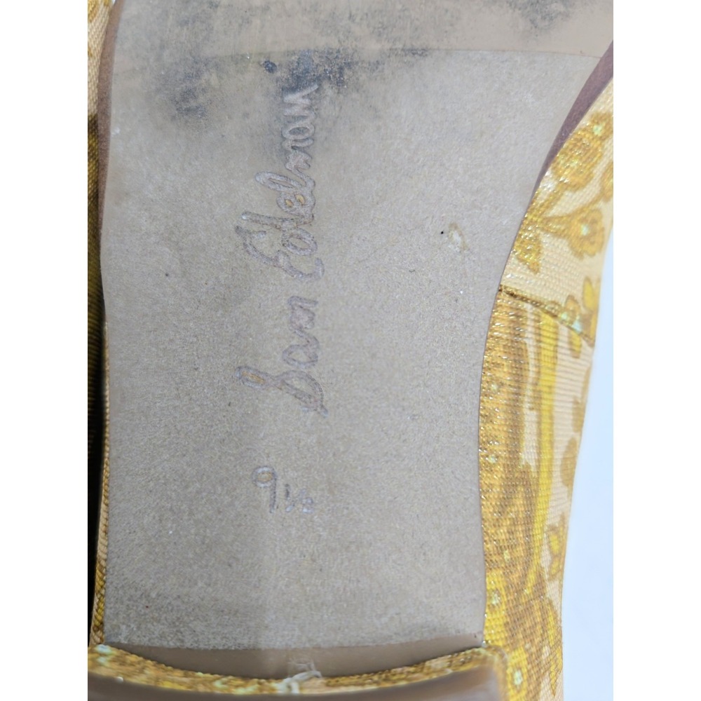 Sam Edelman Janina Flats Size 9.5 Turmeric Gold Floral Brocade Buckle Ballet - Picture 10 of 13